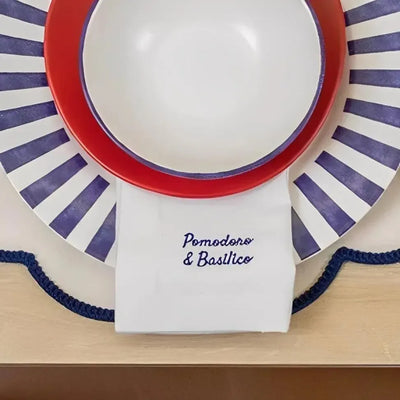 Jogo 4 Guardanapos Eco Pomodoro e Basilico Azul 45x45cm