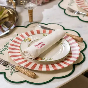 Jogo 4 Guardanapos Eco Pomodoro e Basilico Vermelho 45x45cm