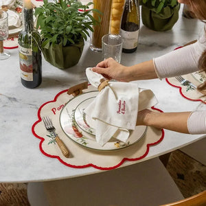 Jogo 4 Guardanapos Eco Pomodoro e Basilico Vermelho 45x45cm