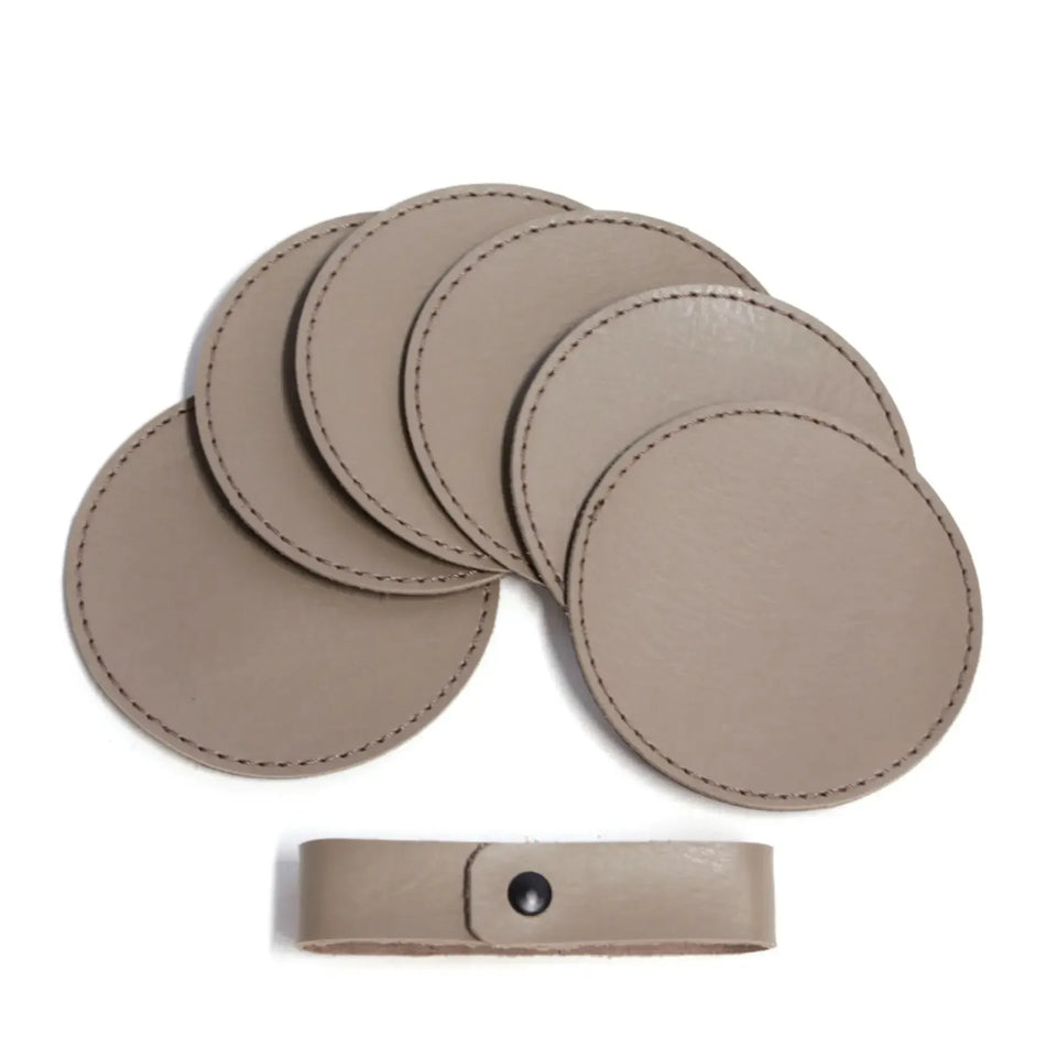 Jogo 4 Porta Copos Redondo Couro Vegano Montana Fendi