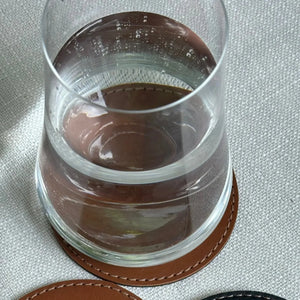 Jogo 4 Porta Copos Redondo Couro Vegano Montana Havana