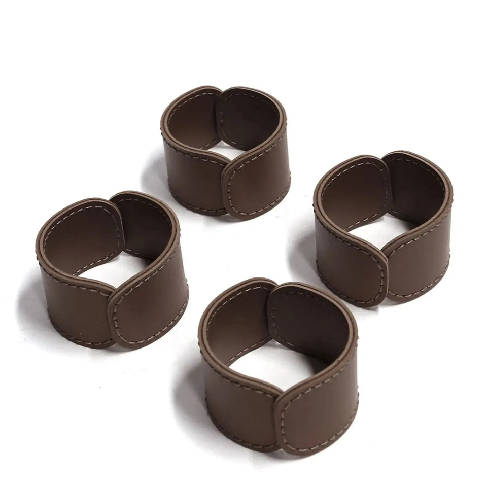 Jogo 4 Porta Guardanapos Couro Vegano Marrom