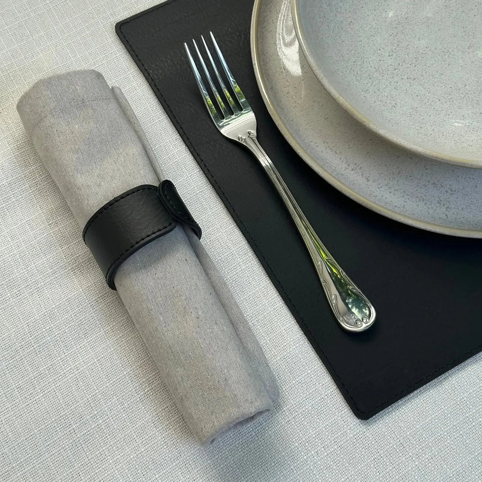 Jogo 4 Porta Guardanapos Couro Vegano Preto