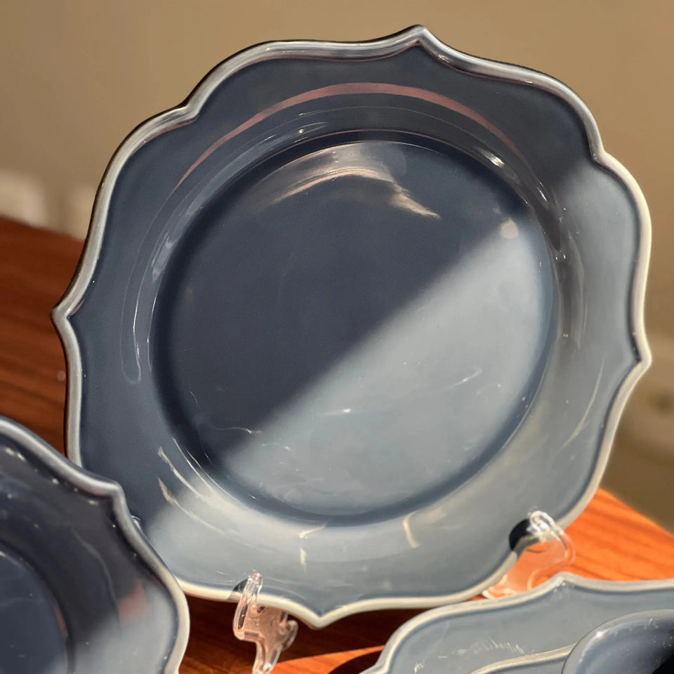 Jogo 4 Pratos Rasos Cerâmica Aurora Azul 27,5cm Scalla