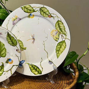 Jogo 4 Pratos Rasos Cerâmica Botanique 27,5cm Maison Blanche