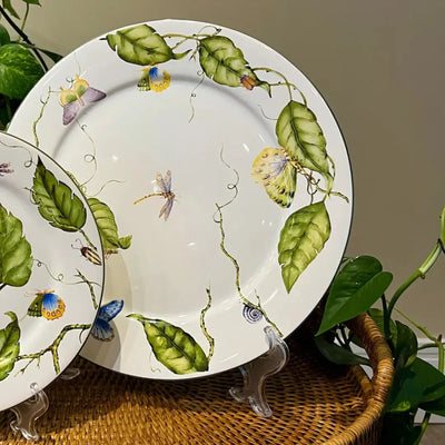 Jogo 4 Pratos Rasos Cerâmica Botanique 27,5cm Maison Blanche