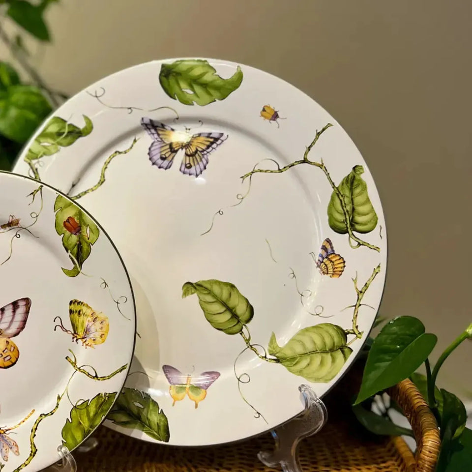 Jogo 4 Pratos Rasos Cerâmica Botanique 27,5cm Maison Blanche