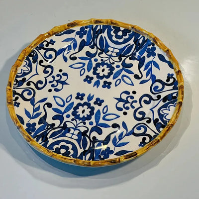 Jogo 4 Pratos Rasos Cerâmica Dolce Mare Azulejo Português Azul 27,5cm Maison Blanche
