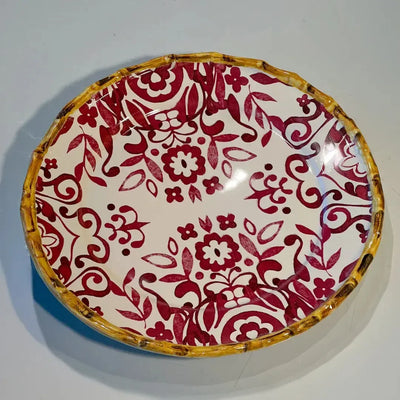 Jogo 4 Pratos Rasos Cerâmica Dolce Mare Azulejo Português Vermelho 27,5cm Maison Blanche