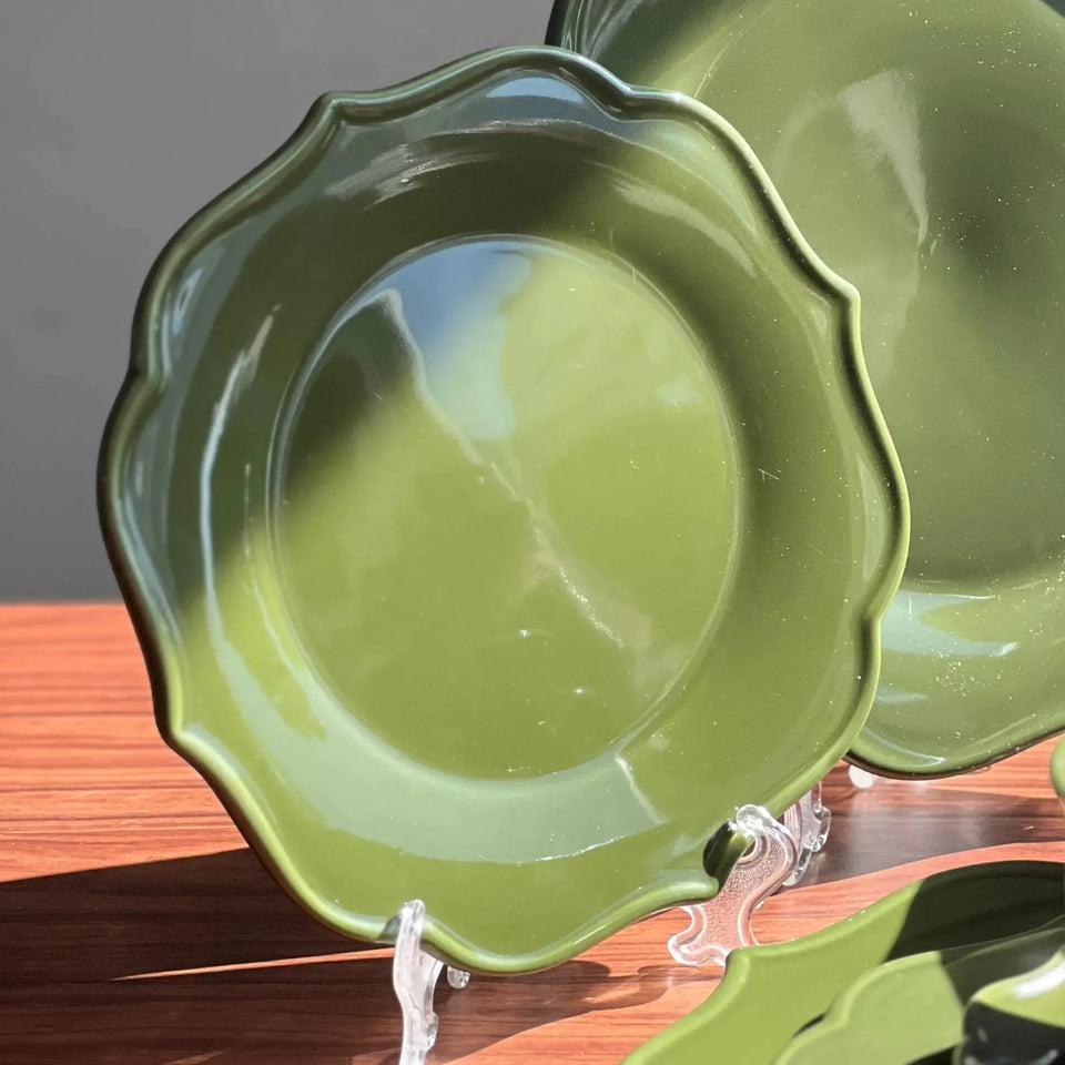 Jogo 4 Pratos de Sobremesa Cerâmica Aurora Verde 20cm Scalla