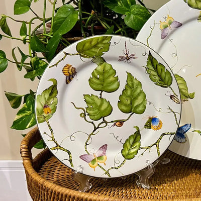 Jogo 4 Pratos de Sobremesa Cerâmica Botanique 20cm Maison Blanche