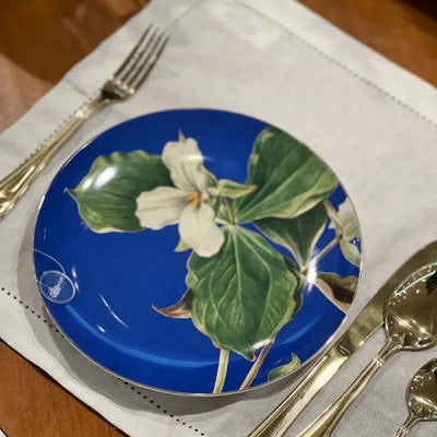 Jogo 4 Pratos de Sobremesa New Bone China Blummen Borda Dourada 20cm L'Hermitage