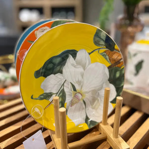 Jogo 4 Pratos de Sobremesa New Bone China Blummen Borda Dourada 20cm L'Hermitage