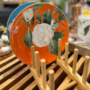 Jogo 4 Pratos de Sobremesa New Bone China Blummen Borda Dourada 20cm L'Hermitage