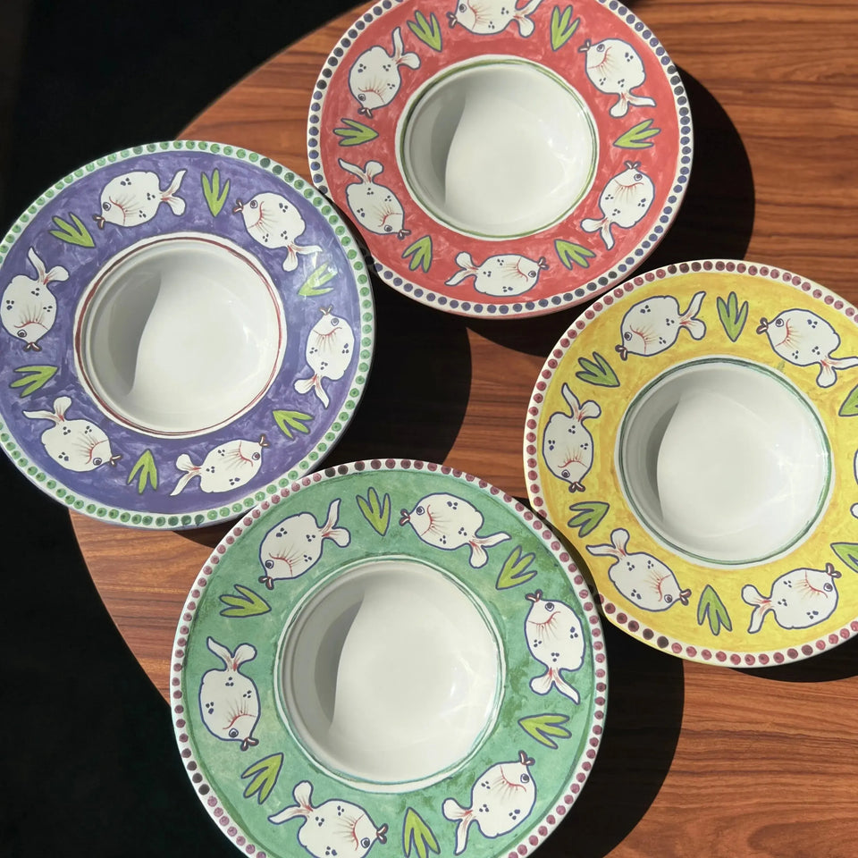 Jogo 4 Pratos para Risoto Cerâmica Pescare 27cm Scalla