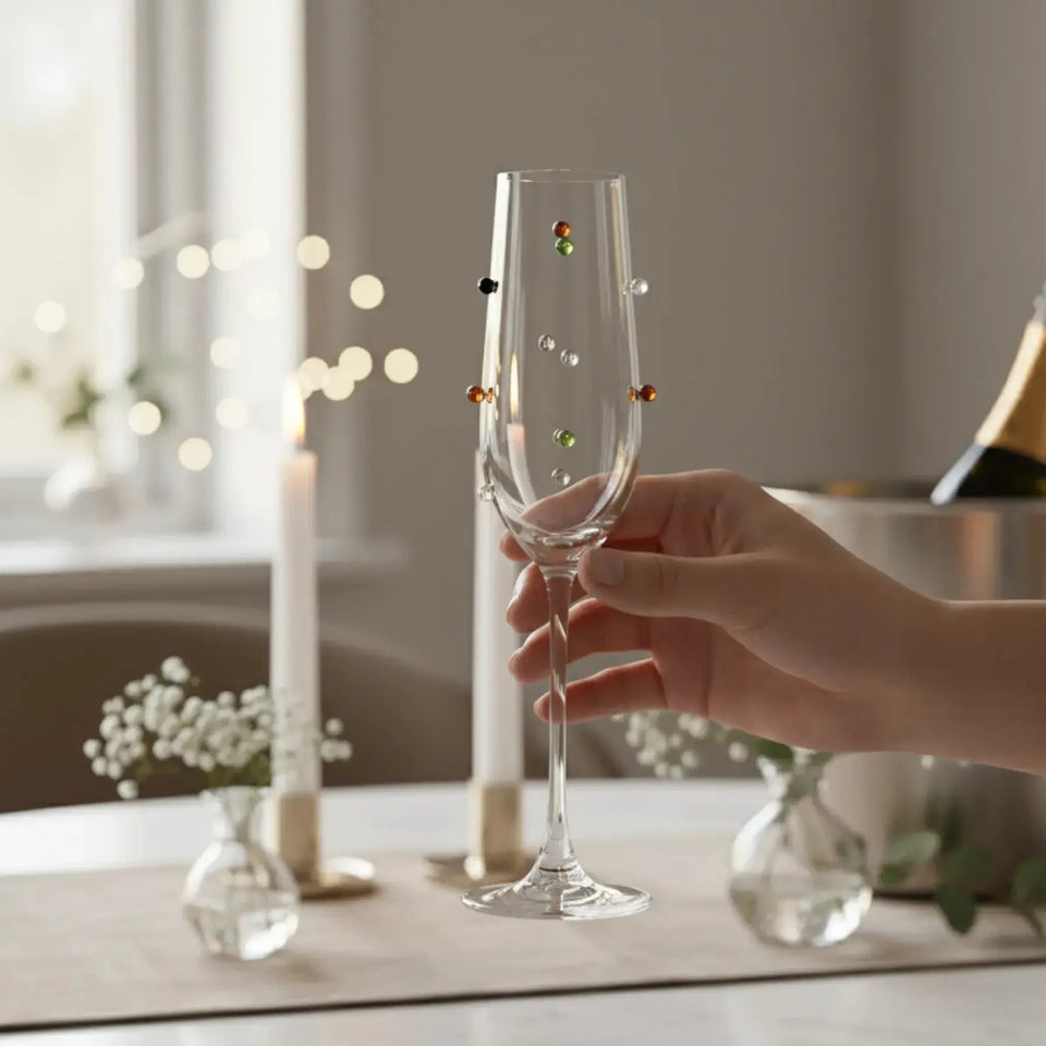 Jogo 4 Taça Champanhe Vidro Dots 180ml