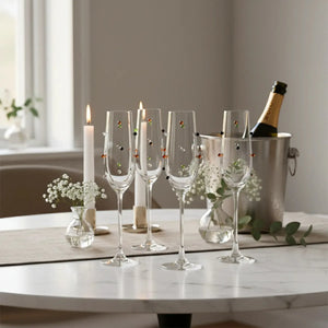 Jogo 4 Taça Champanhe Vidro Dots 180ml