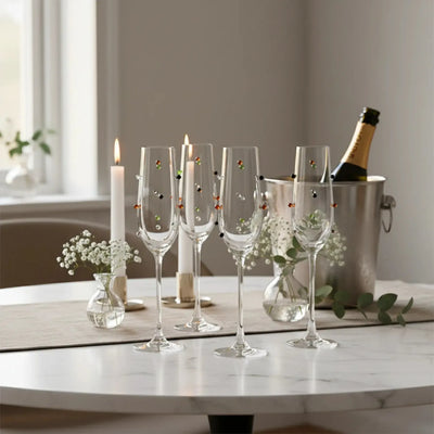 Jogo 4 Taça Champanhe Vidro Dots 180ml