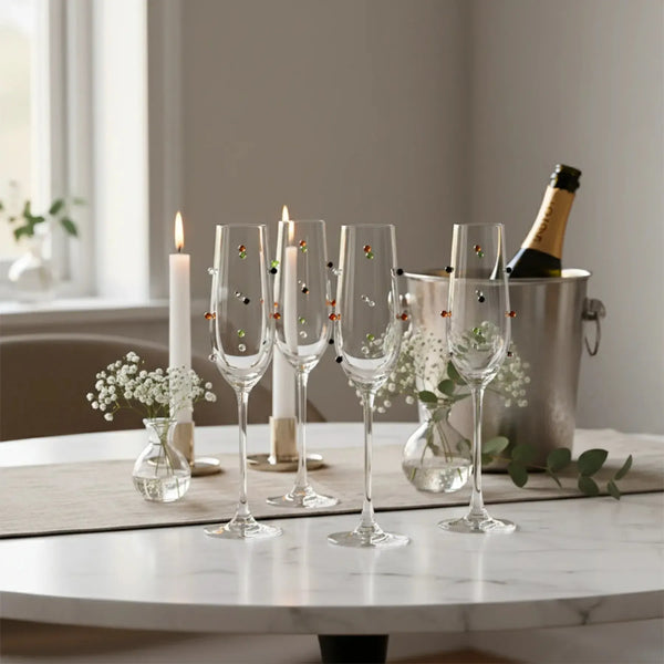 Jogo 4 Taça Champanhe Vidro Dots 180ml