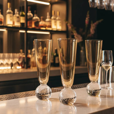 Jogo 4 Taças Champanhe Vidro Âmbar Vibrance Bubbles 190ml Linha Sintonia