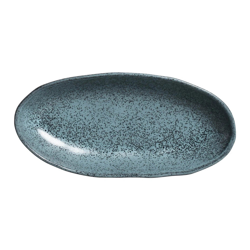 Jogo 4 Travessas Oval Funda Grande Stoneware Orgânica Petroleum/Night Sky 32x16cm Porto Brasil