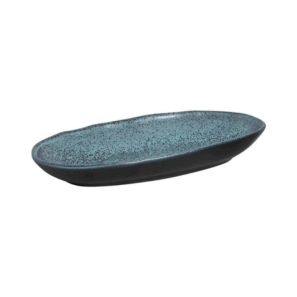 Jogo 4 Travessas Oval Funda Grande Stoneware Orgânica Petroleum/Night Sky 32x16cm Porto Brasil