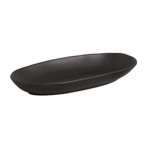 Jogo 4 Travessas Oval Funda Grande Stoneware Orgânico Preto Matte 32x16cm 650ml Porto Brasil