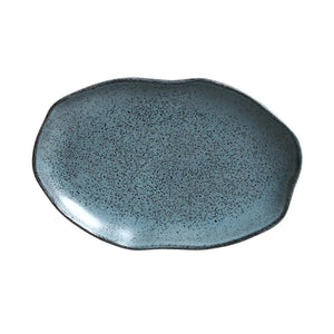 Jogo 4 Travessas Oval Rasa Média Stoneware Orgânico Petroleum/Night Sky 30x20cm Porto Brasil