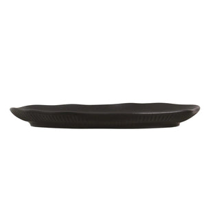 Jogo 4 Travessas Oval Rasa Média Stoneware Orgânico Preto Matte 30x20cm Porto Brasil