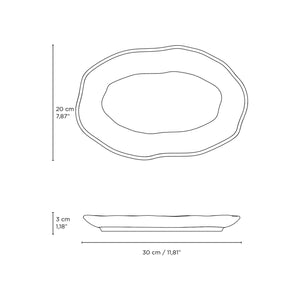 Jogo 4 Travessas Oval Rasa Média Stoneware Orgânico Preto Matte 30x20cm Porto Brasil