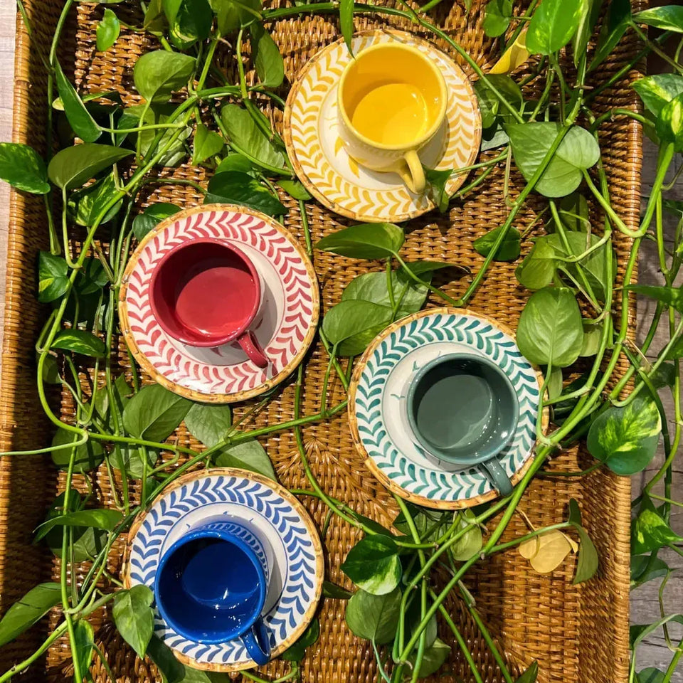 Jogo com 4 Xícaras de Chá Colorful Handmade Maison Blanche em