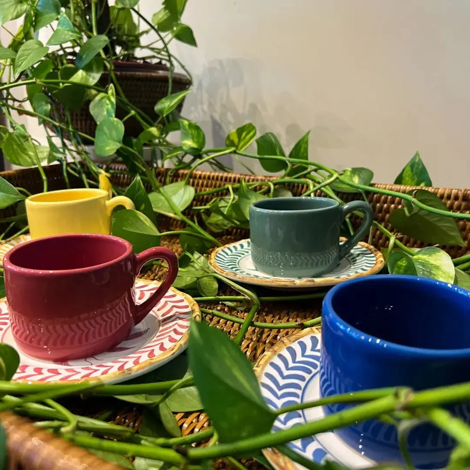 Jogo com 4 Xícaras de Chá Colorful Handmade Maison Blanche em