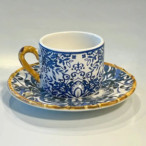 Jogo 4 Xícaras de Chá Cerâmica Dolce Mare Azulejo Português Azul 190ml Maison Blanche