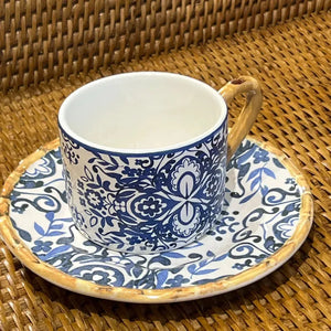 Jogo 4 Xícaras de Chá Cerâmica Dolce Mare Azulejo Português Azul 190ml Maison Blanche