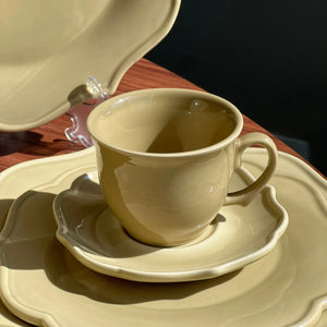 Jogo 4 Xícaras de Chá com Pires Cerâmica Aurora Off-White 150ml Scalla