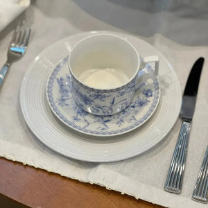 Jogo 4 Xícaras de Chá com Pires New Bone China Hortênsia 220ml Azul L'Hermitage