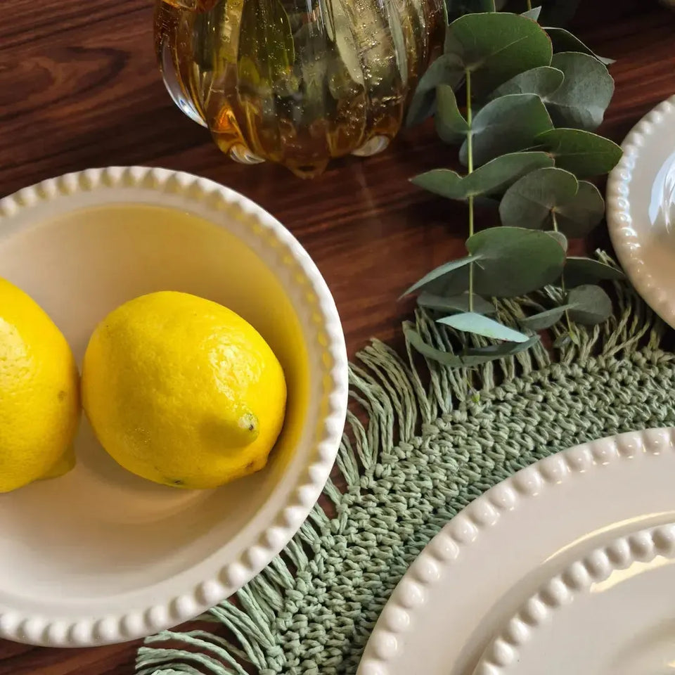 Jogo 6 Bowls Cerâmica Bolinha Off White 500ml Scalla