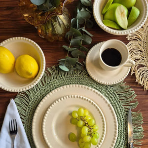 Jogo 6 Bowls Cerâmica Bolinha Off White 500ml Scalla