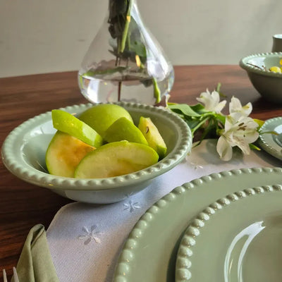 Jogo 6 Bowls Cerâmica Bolinha Verde 500ml Scalla