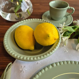 Jogo 6 Bowls Cerâmica Bolinha Verde 500ml Scalla