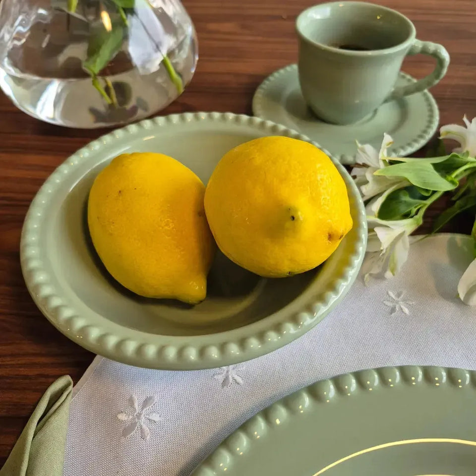 Jogo 6 Bowls Cerâmica Bolinha Verde 500ml Scalla