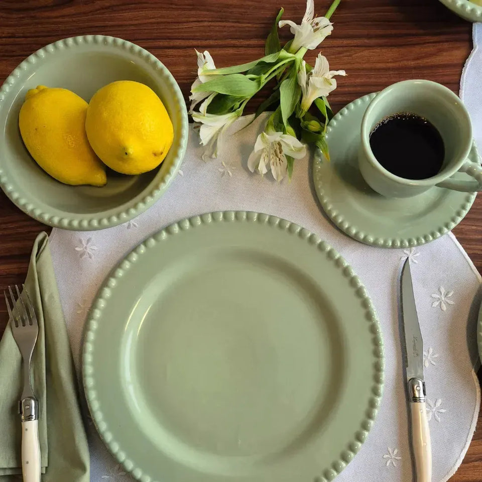 Jogo 6 Bowls Cerâmica Bolinha Verde 500ml Scalla