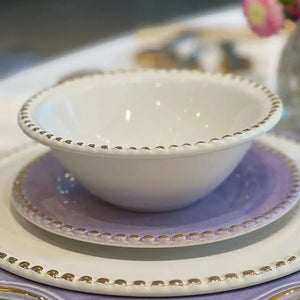 Jogo 6 Bowls Cerâmica Brasilis Branco com Filete de Ouro 400ml Scalla