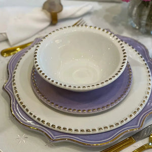 Jogo 6 Bowls Cerâmica Brasilis Branco com Filete de Ouro 400ml Scalla