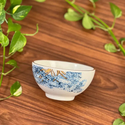 Jogo 6 Bowls Cerâmica Cerâmica com Filete Ouro Ypê Colorido 450ml Scalla