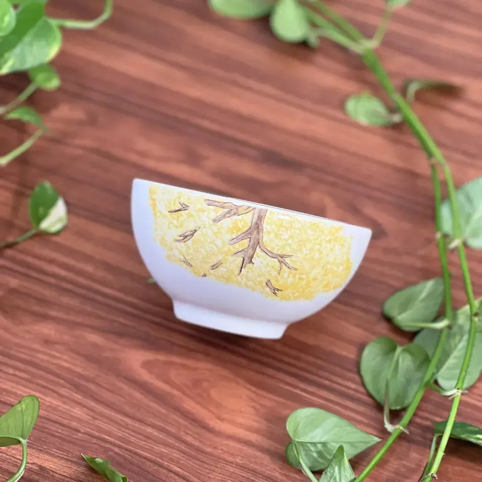 Jogo 6 Bowls Cerâmica Cerâmica com Filete Ouro Ypê Colorido 450ml Scalla