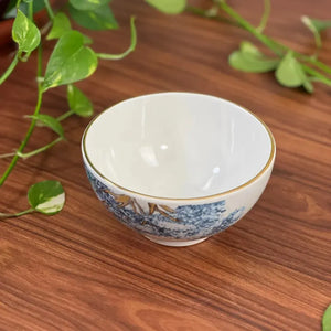 Jogo 6 Bowls Cerâmica Cerâmica com Filete Ouro Ypê Colorido 450ml Scalla