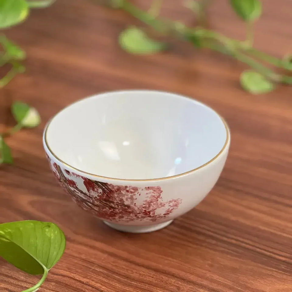 Jogo 6 Bowls Cerâmica Cerâmica com Filete Ouro Ypê Colorido 450ml Scalla