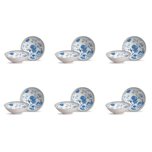 Jogo 6 Bowls Cerâmica Chinese Blue Filete Ouro 300ml Alleanza