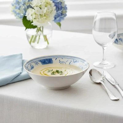 Jogo 6 Bowls Cerâmica Chinese Blue Filete Ouro 300ml Alleanza